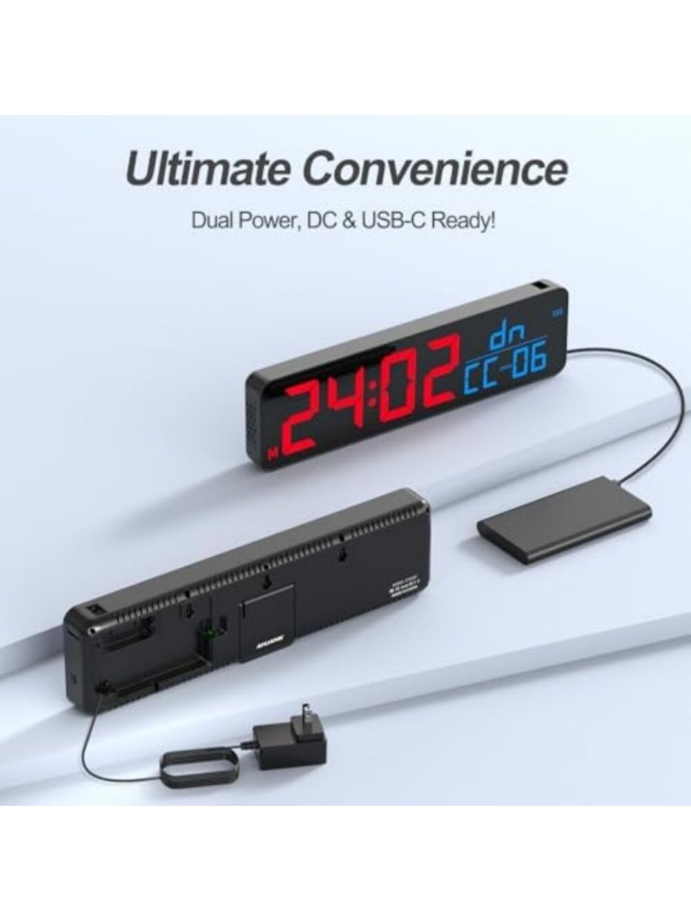 Large LED Gym Timer Clock - Digital Workout Countdown, Stopwatch, Remote - Picture 7 of 7